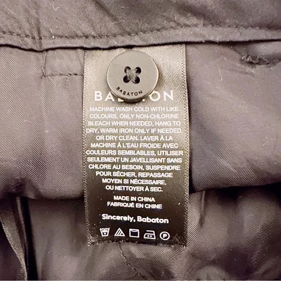 Aritzia Babaton Sadiki Pants Wide Leg Printed Black French Faces - Picture 6 of 7